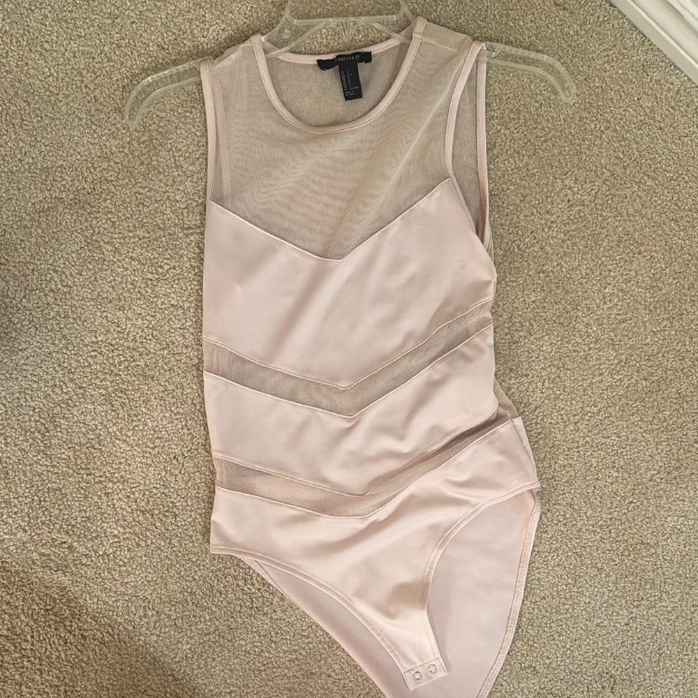 Forever 21 Pink Mesh Panel Bodysuit